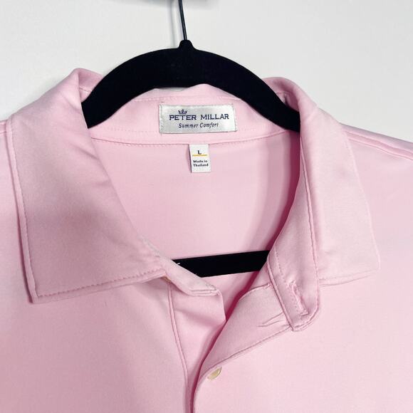 Peter Millar L Palm Pink Summer Comfort Short Sleeve Polo Stretch Embroidered - Picture 6 of 9
